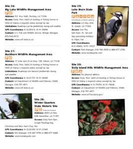 Site 26: Big Lake Wildlife Management Area Site 29: Lake Bruin State Park