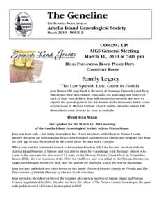 The Geneline THE MONTHLY NEWSLETTER OF  Amelia Island Genealogical Society