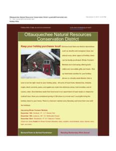 Ottauquechee Natural Resources Conservation District <greenall@vermontel.net> To: Sue <greenall@vermontel.net> Holiday Hints Holiday Hints to help you and our environment