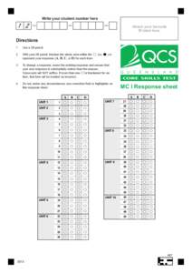 2013 Queensland Core Skills Test: MC l Response Sheet