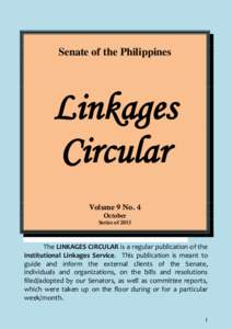 Senate of the Philippines  Linkages Circular Volume 9 No. 4 October