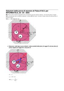 Soluzioni della prova di esonero di Fisica II N.O. per INFORMATICA, Es. 1 In una sfera isolante di raggio R, carica con densità di carica per unità di volume ρ, sono due fori sferici, di raggio R/4, i c