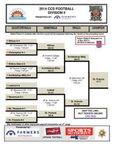 2014 CCS FOOTBALL DIVISION II PRESENTED BY: QUARTERFINALS