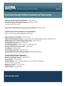 Hurricane Sandy Hotline Contacts for New Jersey