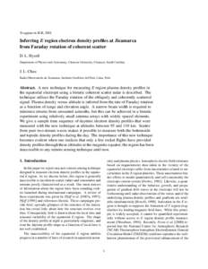 To appear in JGR, 2001  Inferring E region electron density profiles at Jicamarca from Faraday rotation of coherent scatter D. L. Hysell Department of Physics and Astronomy, Clemson University, Clemson, South Carolina