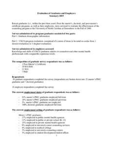 Evaluation of Graduates and Employers Summary-2005 Recent graduates (i.e., within the past three years) from the master’s, doctoral, and post-master’s certificate programs, as well as their employers, were surveyed t