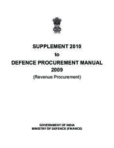 SUPPLEMENT 2010 to DEFENCE PROCUREMENT MANUAL[removed]Revenue Procurement)