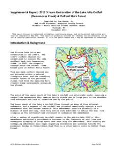 Microsoft Word - Reasonover Creek Lake Julia NCFS Supplemental Report.doc