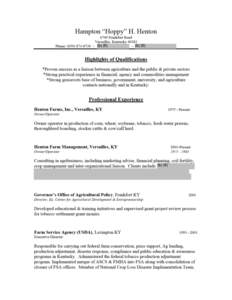 National Tobacco/Peanut sub Team, National Field Gleaning & Food Recovery Disaster Implementation Team, and Info Share Implementation Team. Production Credit Assoc. Bowling Green, KY[removed]