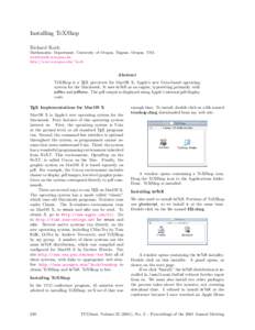 Installing TeXShop Richard Koch Mathematics Department, University of Oregon, Eugene, Oregon, USA [removed] http://www.uoregon.edu/˜koch