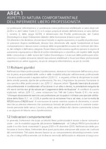 AREA 1  ASPETTI DI NATURA COMPORTAMENTALE DELL’INFERMIERE LIBERO PROFESSIONISTA La professione infermieristica si caratterizza come professione intellettuale ai sensi degli artte ss. del Codice Civile (C.C.) e i