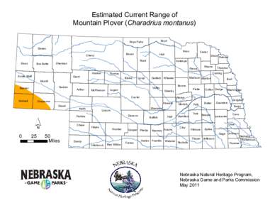 Estimated Current Range of Mountain Plover (Charadrius montanus) Boyd Keya Paha Dawes