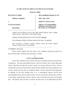 IN THE COURT OF APPEALS OF THE STATE OF IDAHO Docket No[removed]HECTOR NAVARRO, Petitioner-Appellant, v. STATE OF IDAHO,