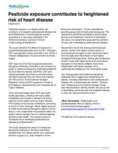 Pesticide exposure contributes to heightened risk of heart disease