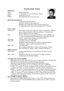 Curriculum Vitae PERSONAL Name