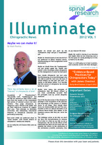 Illuminate Chiropractic News 2012 VOL 1  Maybe we can make it!