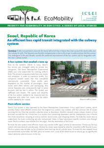 Transportation planning / Global Alliance for EcoMobility / Bus rapid transit / Seoul / Bus lane / ICLEI / Transit bus / Transport / Sustainable transport / Bus transport