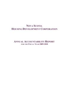 NOVA SCOTIA  HOUSING DEVELOPMENT CORPORATION ANNUAL ACCOUNTABILITY REPORT