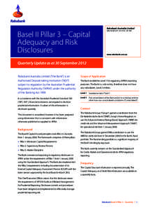 Rabobank Australia Limited  Basel II Pillar 3 – Capital Adequacy and Risk Disclosures