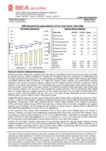 EAST ASIA SECURITIES COMPANY LIMITED 9/F, 10 Des Voeux Road Central, Hong Kong. Dealing: Research: Facsimile: HONG KONG RESEARCH Weekly Report