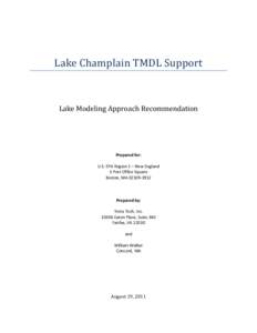 Lake Champlain TMDL Support: Lake Modleing Approach Recommendation