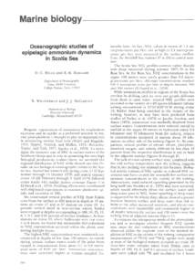 Marine biology Oceanographic studies of epipelagic ammonium dynamics in Scotia Sea D. C. BIGGS