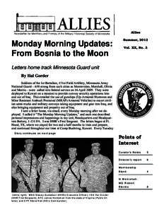 Allies  Monday Morning Updates: From Bosnia to the Moon  Summer, 2012