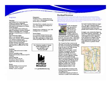 Portland Streetcar Snapshots Timeline 1994 Portland City Council adopts the  Central City Streetcar alignment 1995 Portland Streetcar, Inc., is formed 