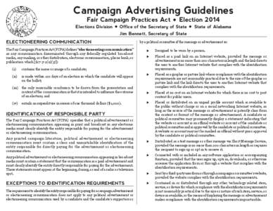 Campaign Advertising Guidelines Fair Campaign Practices Act Elections Division 
