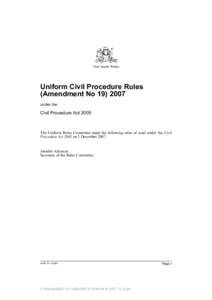 Uniform Civil Procedure Rules (Amendment No