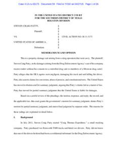 Case 4:13-cvDocument 59 Filed in TXSD onPage 1 of 26  IN THE UNITED STATES DISTRICT COURT FOR THE SOUTHERN DISTRICT OF TEXAS HOUSTON DIVISION STEVEN CRAIG PATTY,