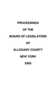 PROCEEDINGS OF THE BOARD OF LEGISLATORS OF ALLEGANY COUNTY NEW YORK