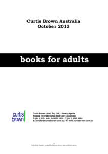 Curtis Brown Australia October 2013 books for adults  Curtis Brown (Aust) Pty Ltd | Literary Agents