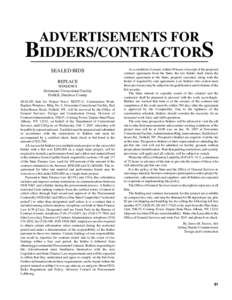 ADVERTISEMENTS FOR  BIDDERS/CONTRACTORS SEALED BIDS REPLACE WINDOWS