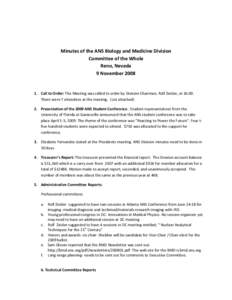          Minutes of the ANS Biology and Medicine Division  