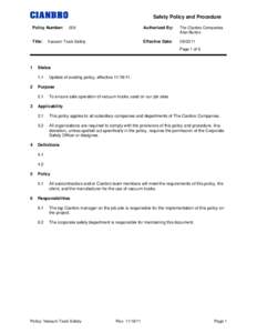 Safety Policy and Procedure Policy Number: Title: 059