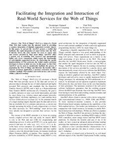 Facilitating the Integration and Interaction of Real-World Services for the Web of Things Simon Mayer