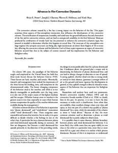 Advances in Fire Convection Dynamics Brian E. Potter*, Joseph J. Charney, Warren E. Heilman, and Xindi Bian USDA Forest Service, Northern Research Station, East Lansing, MI The convective column created by a fire has a s