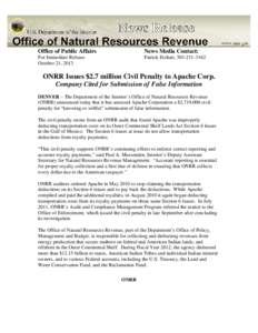 Office of Public Affairs  News Media Contact: For Immediate Release October 21, 2013