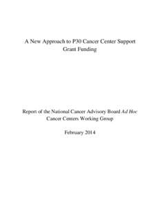 Cancer Centers Working Group Report, February 2014
