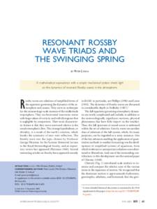 RESONANT ROSSBY WAVE TRIADS AND THE SWINGING SPRING BY  PETER LYNCH