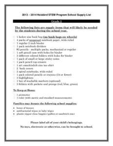 Microsoft Word - Gr5 Supply List-Holabird STEM 13-14