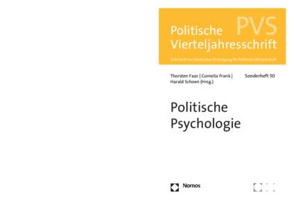 Politische Psychologie  Faas | Frank | Schoen (Hrsg.) ISBN8