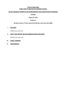 August 15, 2013 Ad Hoc Advisory Committee On Environmental and Construction Standards Agenda