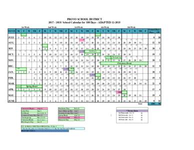 PROVO SCHOOL DISTRICTSchool Calendar for 180 Days - ADAPTED1st Week 2nd Week