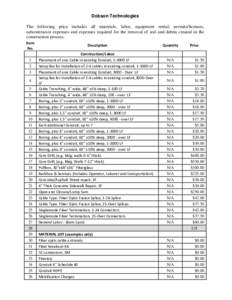 Dobson Technologies The following price includes all materials, labor, equipment rental, permits/licenses, subcontractor expenses and expenses required for the removal of soil and debris created in the construction proce