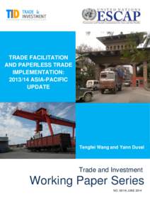 TRADE FACILITATION AND PAPERLESS TRADE IMPLEMENTATION: Addressing[removed]ASIA-PACIFIC Non-Tariff