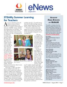 August[removed]STEAMy Summer Learning for Teachers  A