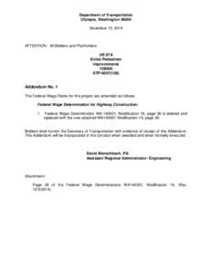 Department of Transportation Olympia, Washington[removed]December 15, 2014 ATTENTION: All Bidders and Planholders US 97A