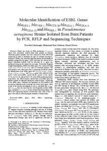 International Journal of Biological and Life Sciences 6:[removed]Molecular Identification of ESBL Genes